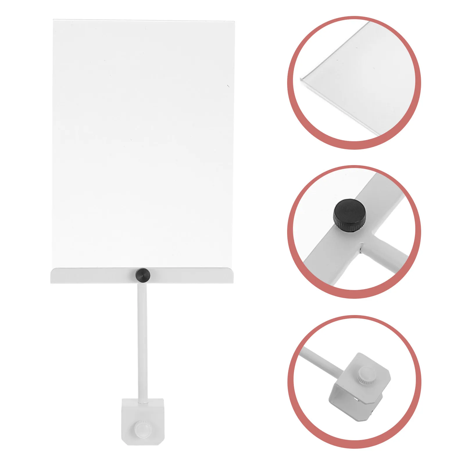 

Aluminum Alloy Store Display Sign Holder Rotating Clip Blank Acrylic Sign Card Display for Office Clothing Retail Sale Signs