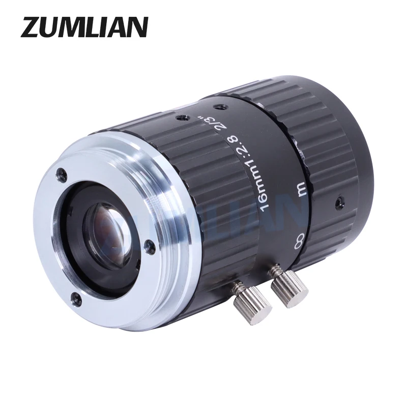 ZUMLIAN 16mm Machine Vision C-Mount Lens 2/3 Inch F2.8 High Resolution FA 10MP Checking Manual Iris CCTV Industrial Camera
