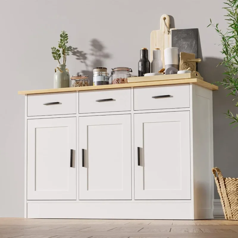 

Kitchen Buffet Cabinet, Kitchen Storage Cabinet with 3 Doors and 3 Drawers, Accent Buffet Sideboard for Kitchen and Living Room