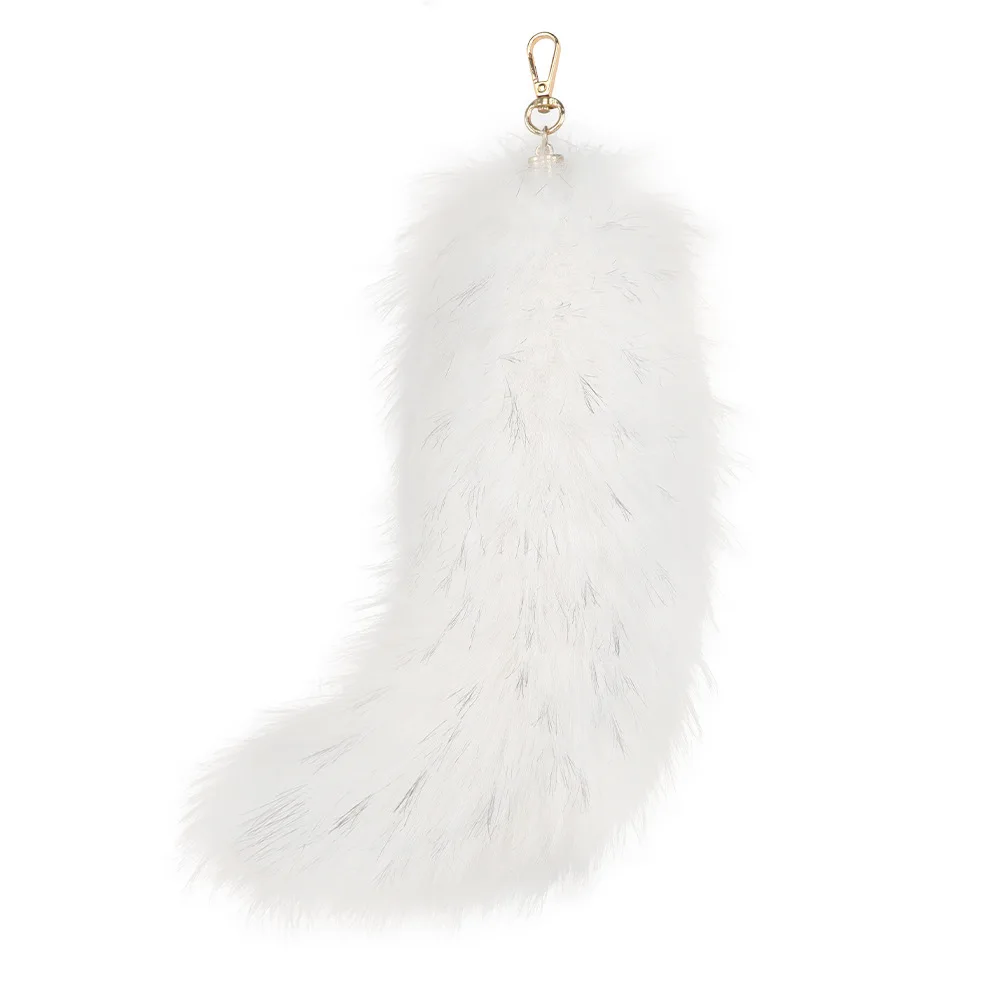 Fox Fur Tail Large Long Natural Fur Tail Keychain Bag Pendant Cosplay Tails Cute Wolf Fox Tail Fur Car Keychains for Women