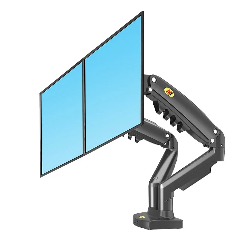 Dual display stand, heavy duty adjustable computer monitor stand, suitable for 17-27 inches.