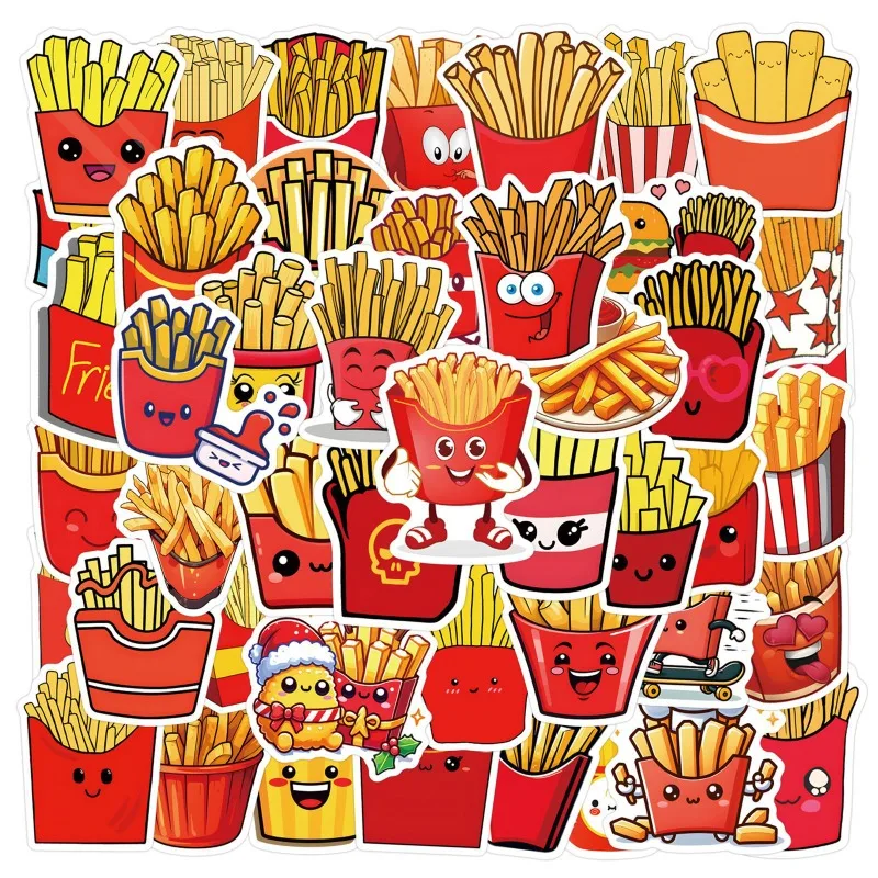 55pcs Cartoon French Fries Golden Arches Sticker Luggage Water Cup Stationery Mobile Phone Laptop Refrigerator Decoration