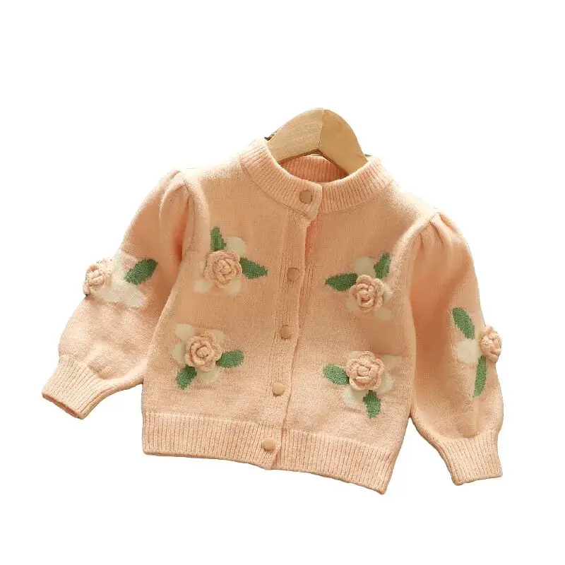 0-5 Y Girls Cardigan Sweater Spring and Autumn Fashionable Children Baby Sweater Coat Little Girl Knitted Cardigan Jacket