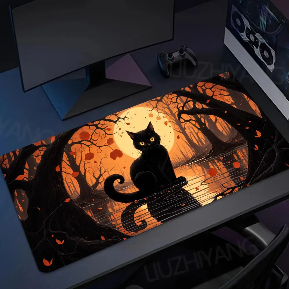 لطيف القط الأسود ماوس الوسادة Esports مكتب مكتب للحاسوب شخصي حصيرة لعبة الملحقات لوحة الماوس XXL المطاط المضادة للانزلاق HD الألعاب مكتب طويل حصيرة