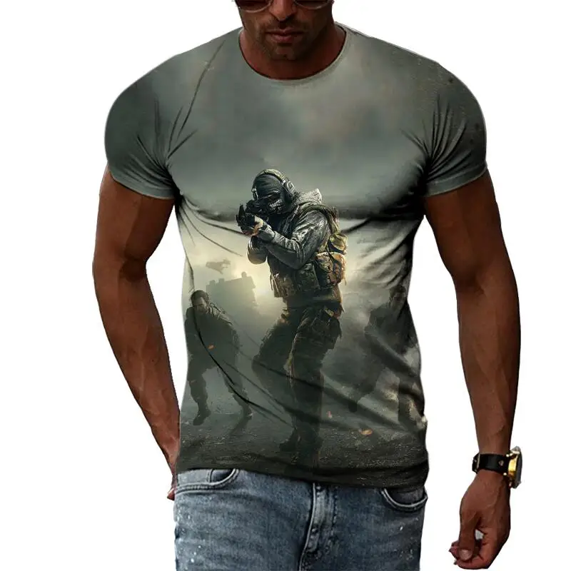 Camiseta de manga corta con cuello redondo para hombre, camisa informal con estampado 3D de las fuerzas especiales, estilo Hip Hop, Harajuku, moda de verano