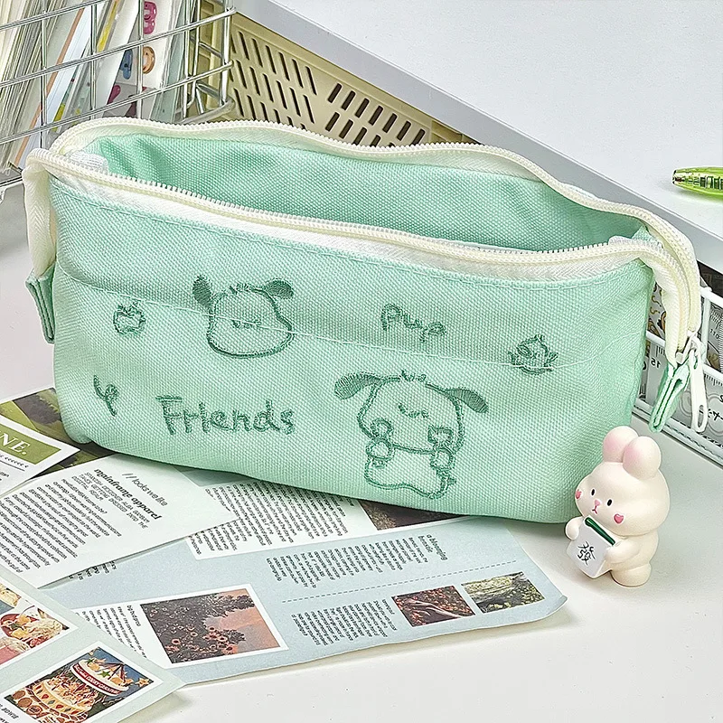 Sanrio Pencil Case Hello Kitty Kawaii Large Capacity Zipper Stationery Boxs Pen Bags Students Schools Office Stationery Supplies