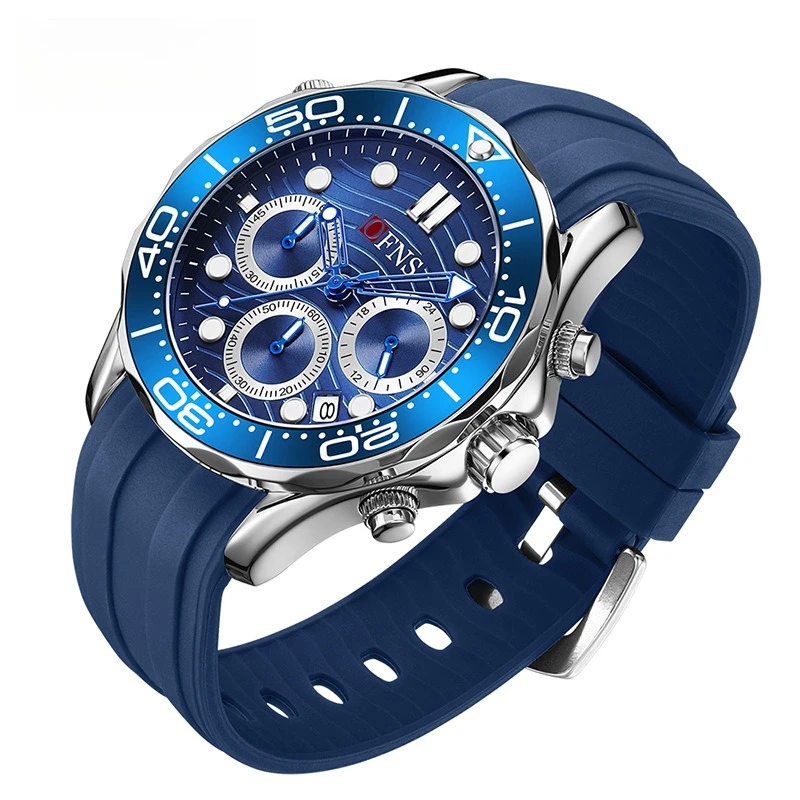 

Мужские часы OFNS: классические кварцевые часы для бизнеса с шестью стрелками, водонепроницаемые, с календарем, на стальном браслете, для внешней торговли