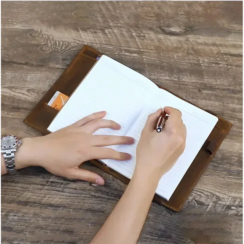 Блокнот с офисными школьными автономными принадлежностями, стационарная обложка ручной работы, кожаные позиции, ручка для ноутбука с несколькими картами