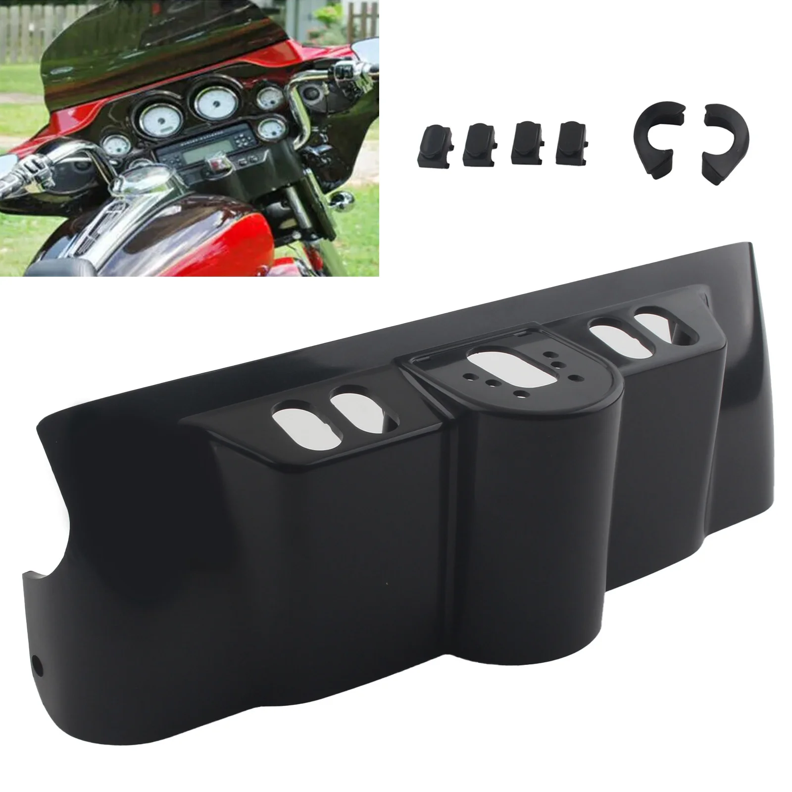 Gloss Black Motorcycle Inner Fairing Cover Switch Cap Kit For Harley touring models with the Batwing type of fairing 2006-2013