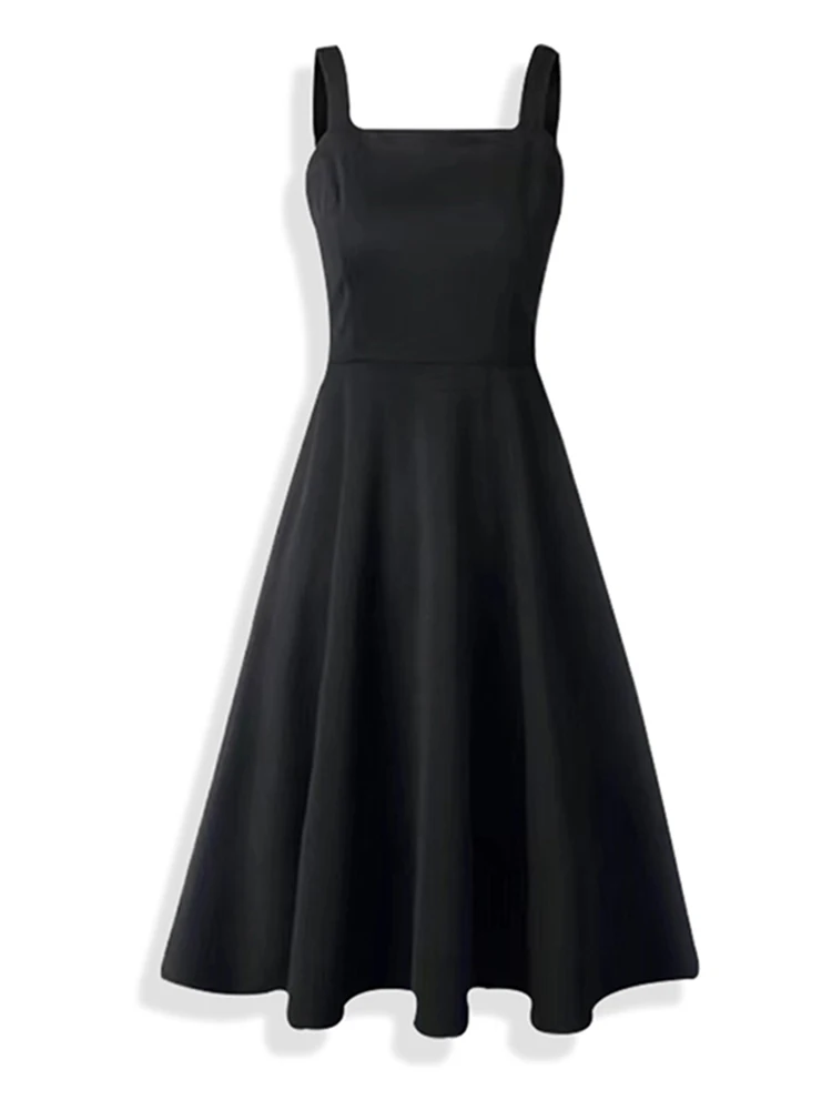 Spring Summer New Sle Women's Versatile Long Dr plus Size Flattering Slimming Bla Dr Faionable Age-Defng Midi D...