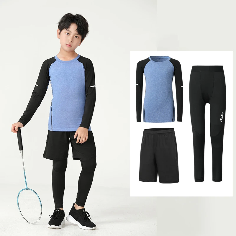 

Children's Tight Fitting Training Clothes Quick Drying Clothes Boys' Basketball Football Base Sports Fitness Suit Set 2025 New