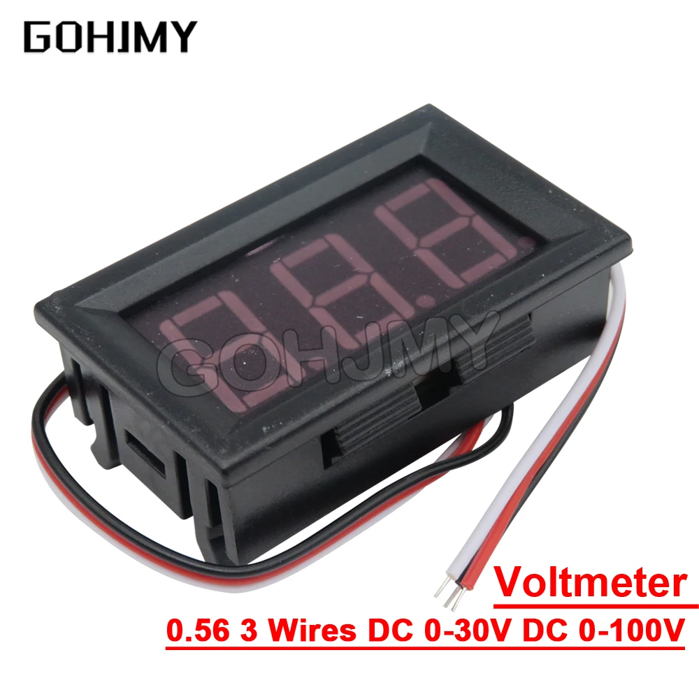 0.56'' Mini Voltmeter DC 0-30V 0-100V Tester Digital Voltage Test Battery 3 Wires Red Green Blue for Auto Car LED Display Gauge