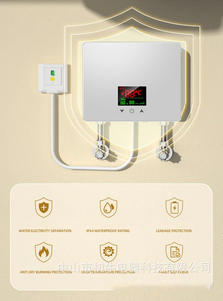Aquecedor de água elétrico instantâneo, 3000w/5500w, para banho, chuveiro, aquecedores elétricos de parede com controle remoto, 110v/220v com led