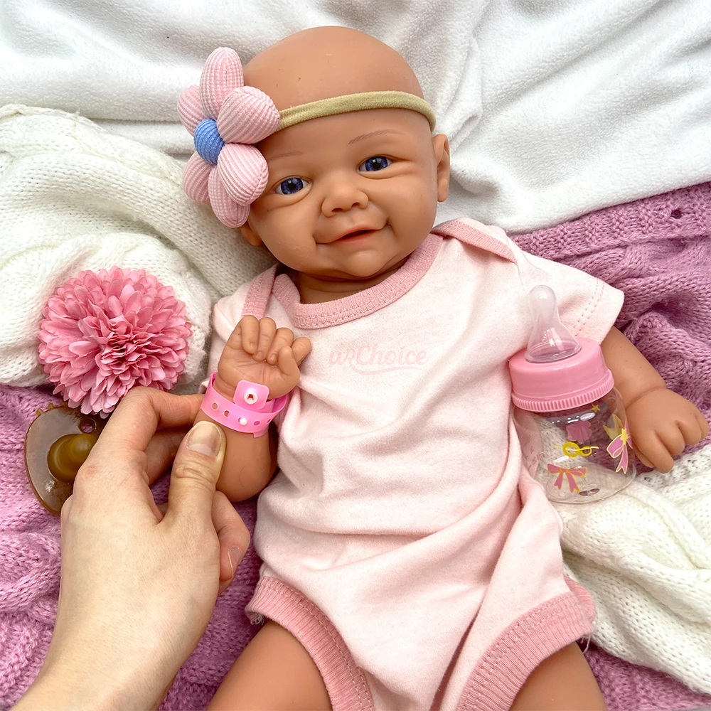 Lifelike 43cm Newborn Full Silicone Reborn Girl High-Simulation Exquisite Texture Details Weighted Doll Comfortable to Hold for Elderly Gift