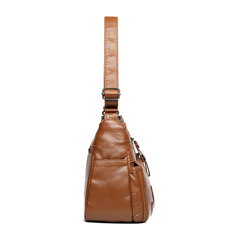 Bolsos cruzados de cuero suave para mujer, bolso de hombro informal, bolso de mensajero lavado de invierno, bolsos de Madre con múltiples bolsillos