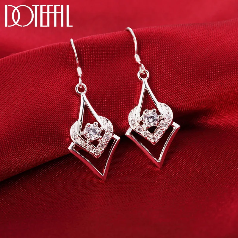 Boucles d'oreilles documents en argent pour femmes, bijoux élégants, cristal assressenti, cadeaux de fête des mères, nouveau