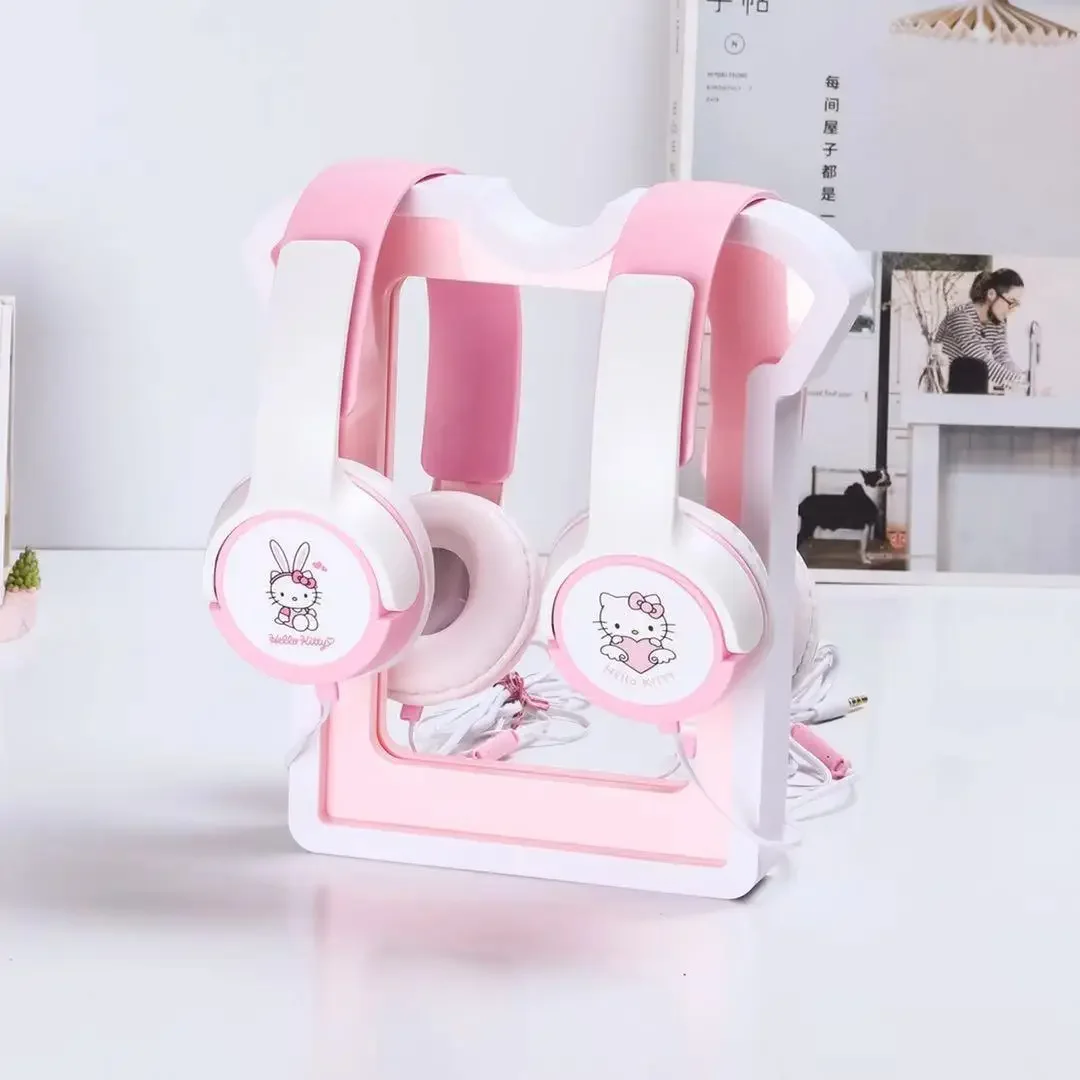 Przewodowy zestaw słuchawkowy Sanrio Hello Kitty Anime 3.5MM Surround Sound HD Mic do PS4 PS5 XBox Android Telefony PC Laptop Gamer Słuchawki