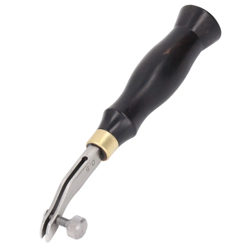 0.5mm Adjustable Leather Edge Beveler Wooden Handle Stainless Steel Leather Edge Creaser Leather Groover Tool