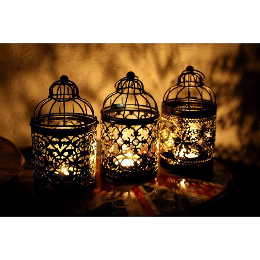 

European Vintage Holder Hollow Metal Bird Cage Design For Wedding Party Home Decor Desktop Decoration Metal