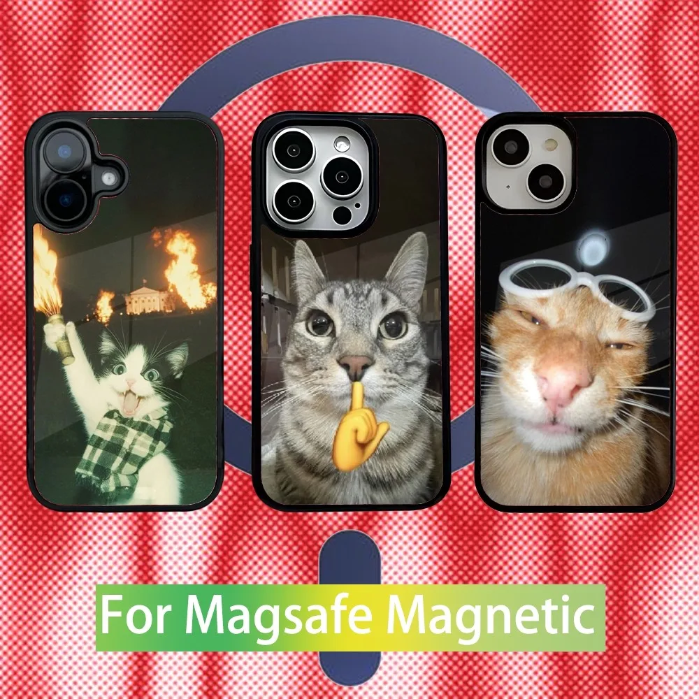 

Funny Cat Memes Phone Case For iPhone 16,15,14,13,12,11,Pro,Max,Plus,Mini New Magsafe Magnetic Wireless Charging