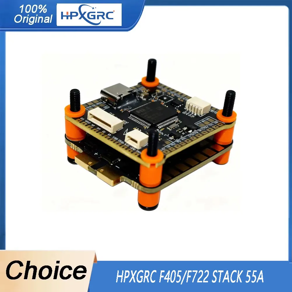 

HPXGRC F405/F722 Flight Stack — 55 А ESC, высокоточный гироскоп 42688-P, черная коробка 16 МБ, Plug-and-Play для гоночных FPV-дронов
