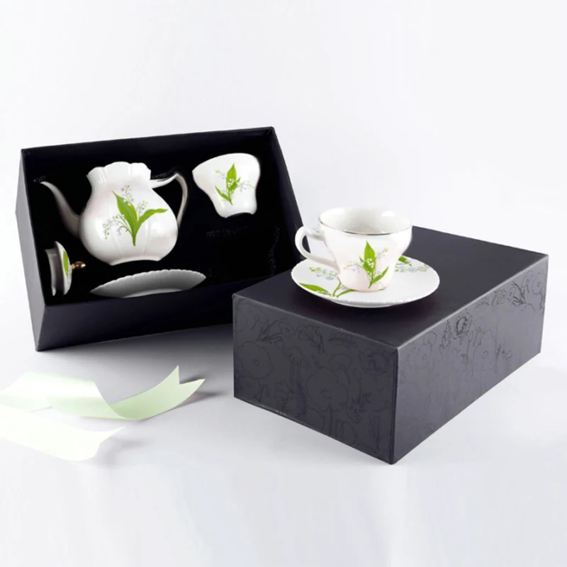 French Style Light Luxury Coffee Cup and Saucer Set, Exquisite Afternoon Tea Cup with Gift Box, Home Decoration