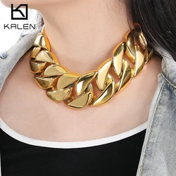 Hip Hop 43MM Gold Color Cuban Chain Choker for Women 316L Stainless Steel Heavy Necklace Male Charms Chunky Trendy Jewelry Gift