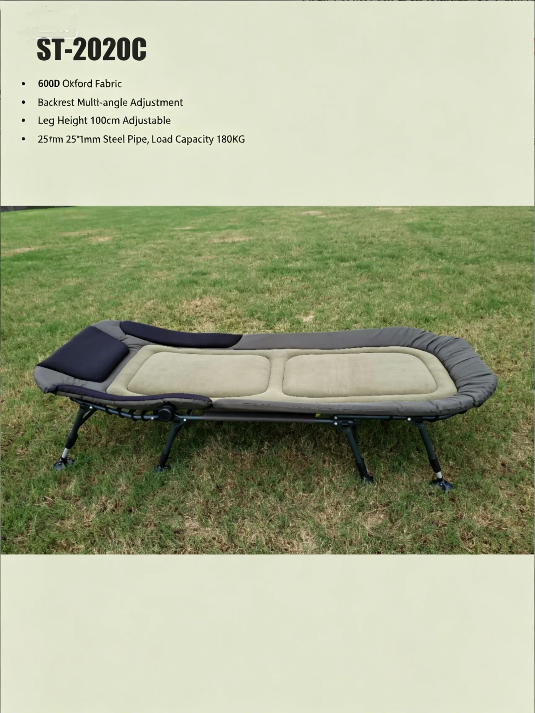 European-style All-terrain Foldable Height-adjustable Extra-large Oxford Cloth Iron Cot for Naps Home Outdoorsfactory Direct
