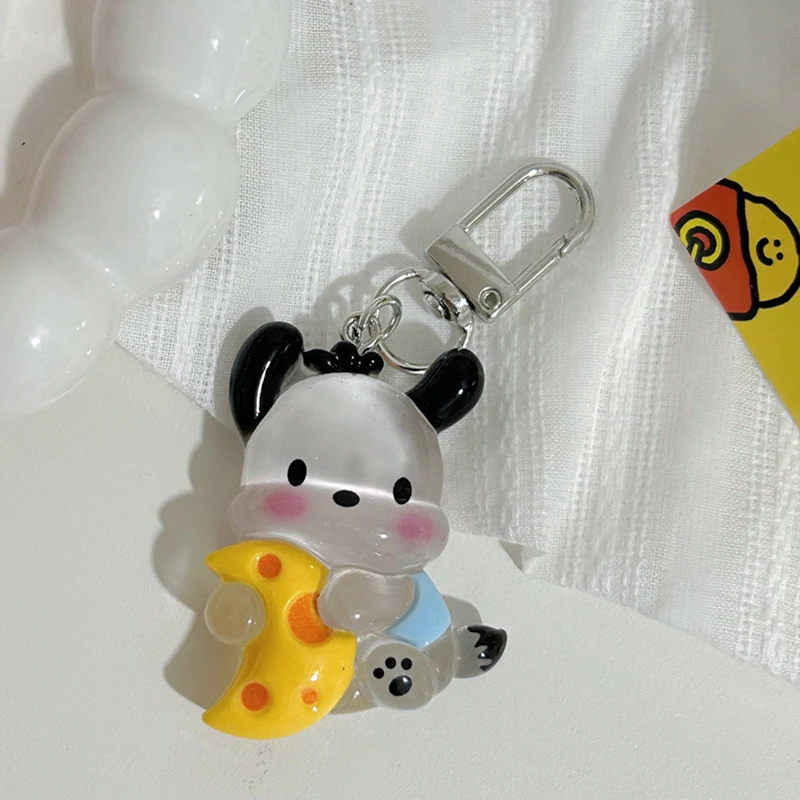 Kawaii Sanrio Sleutelhanger Schattige Zoete Anime Sleutelhanger Ijs Transparant Jelly Cartoon Sleutelhouder Schooltas Hanger Oortelefoon Bedels