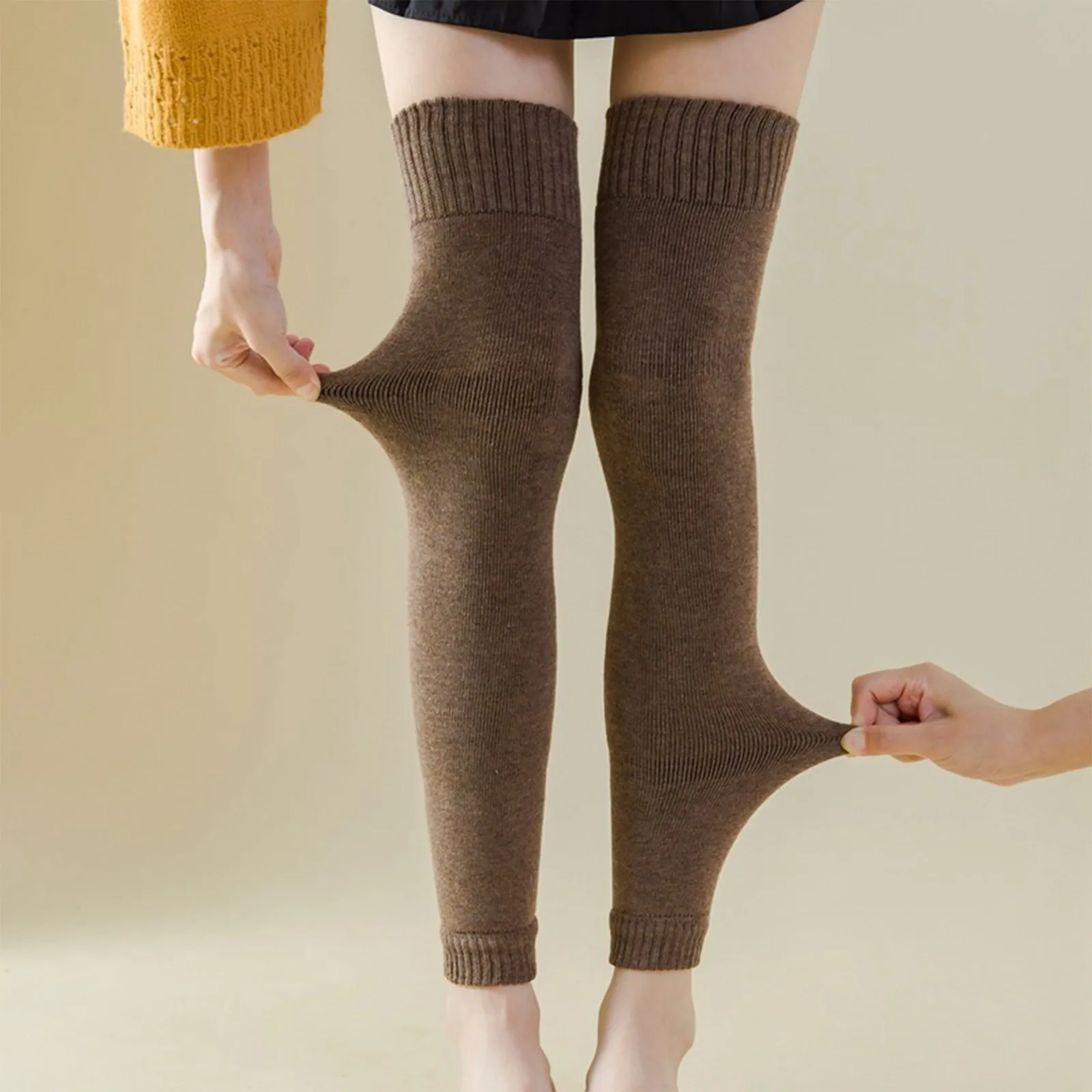 1 par de rodilleras gruesas y cálidas de lana, Protector de rodilla de Cachemira, calentadores de piernas a prueba de viento y frío, rodilleras para hombres y mujeres, mangas para piernas