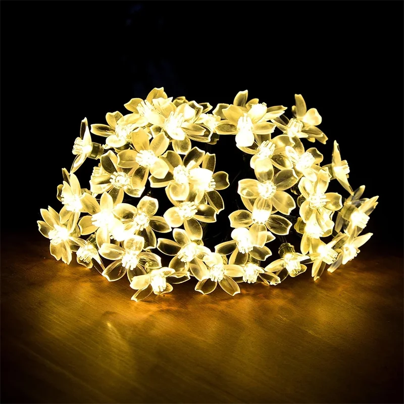 Outdoor Solar 8 Modes Cherry Blossoms String Light Wedding Decoration LED Garden Lights Christmas Party Decoration Fairy Lights