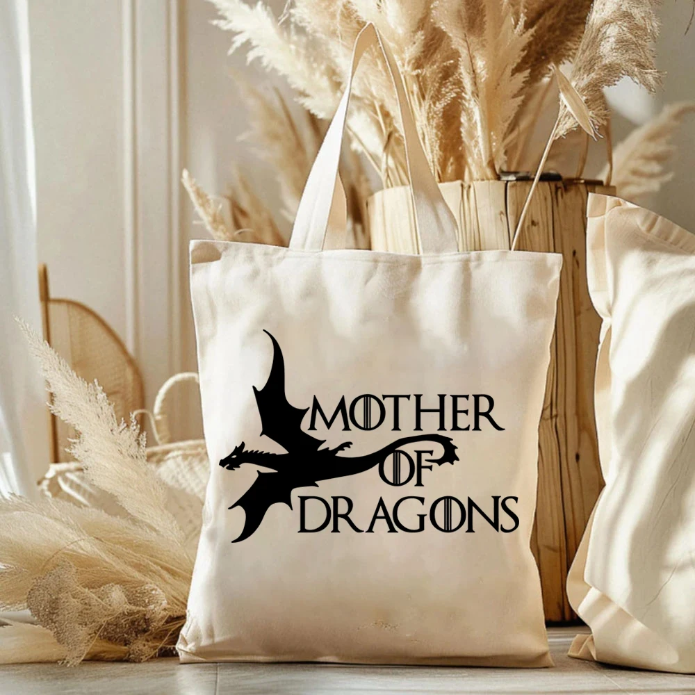 Sacs fourre-tout en toile de grande capacité pour dames, sacs à main de shopping, imprimé de lettres, mère du programme d'études, or, famille de dragon, Merch, sac initié élégant