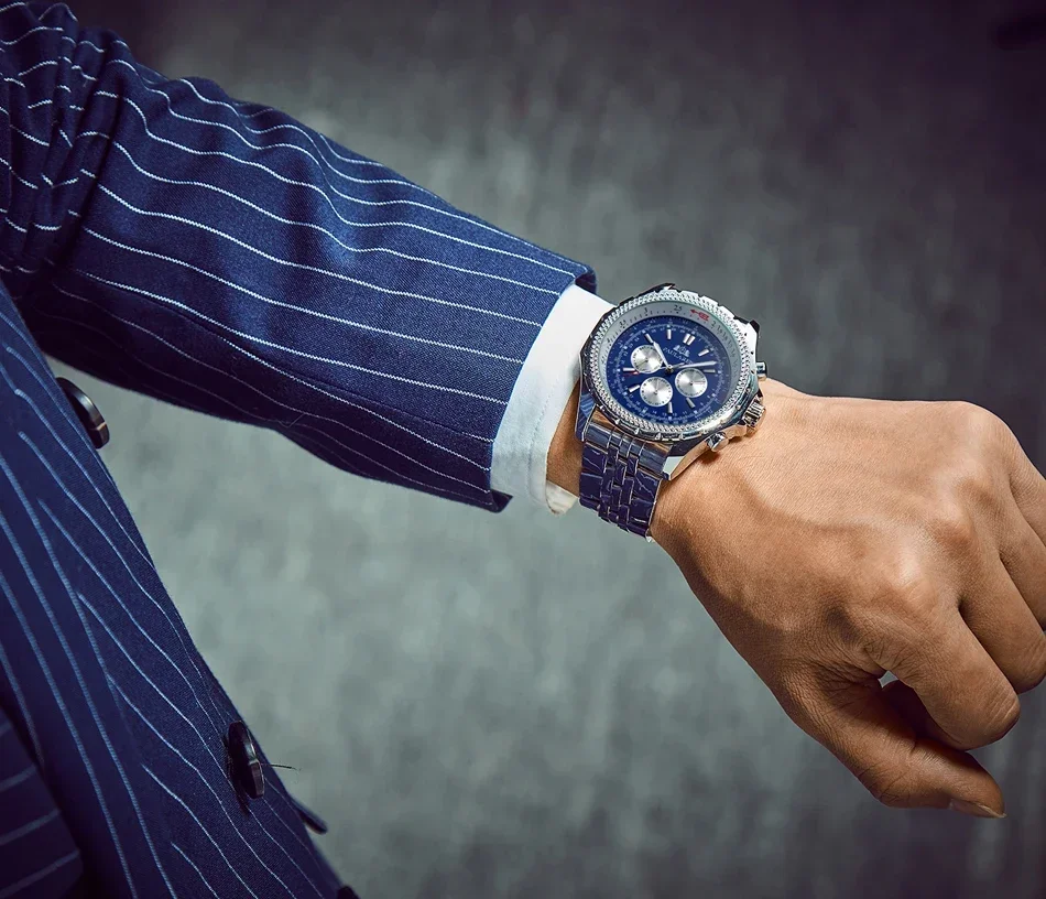 Automatic Watch for Men Mechanical Stainless Steel Strap Fashion Sports Blue Black White Dial Business Reloj Hombre Baratos