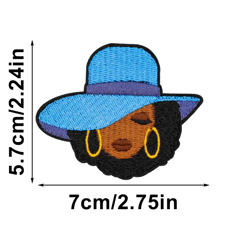 Black Girl Magic Cool Face Woman Cartoon Iron-on Sew Embroidery Badge Patches DIY T-shirt Hat Backpack Clothing Applique Sticker