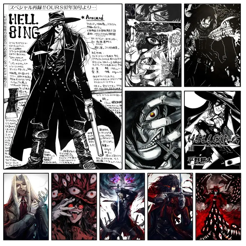 Anime Hellsing Ultimate Alucard Poster Waterproof HD Modern Peel And Stick Wall Decor Bedroom Living Room Dorm Office