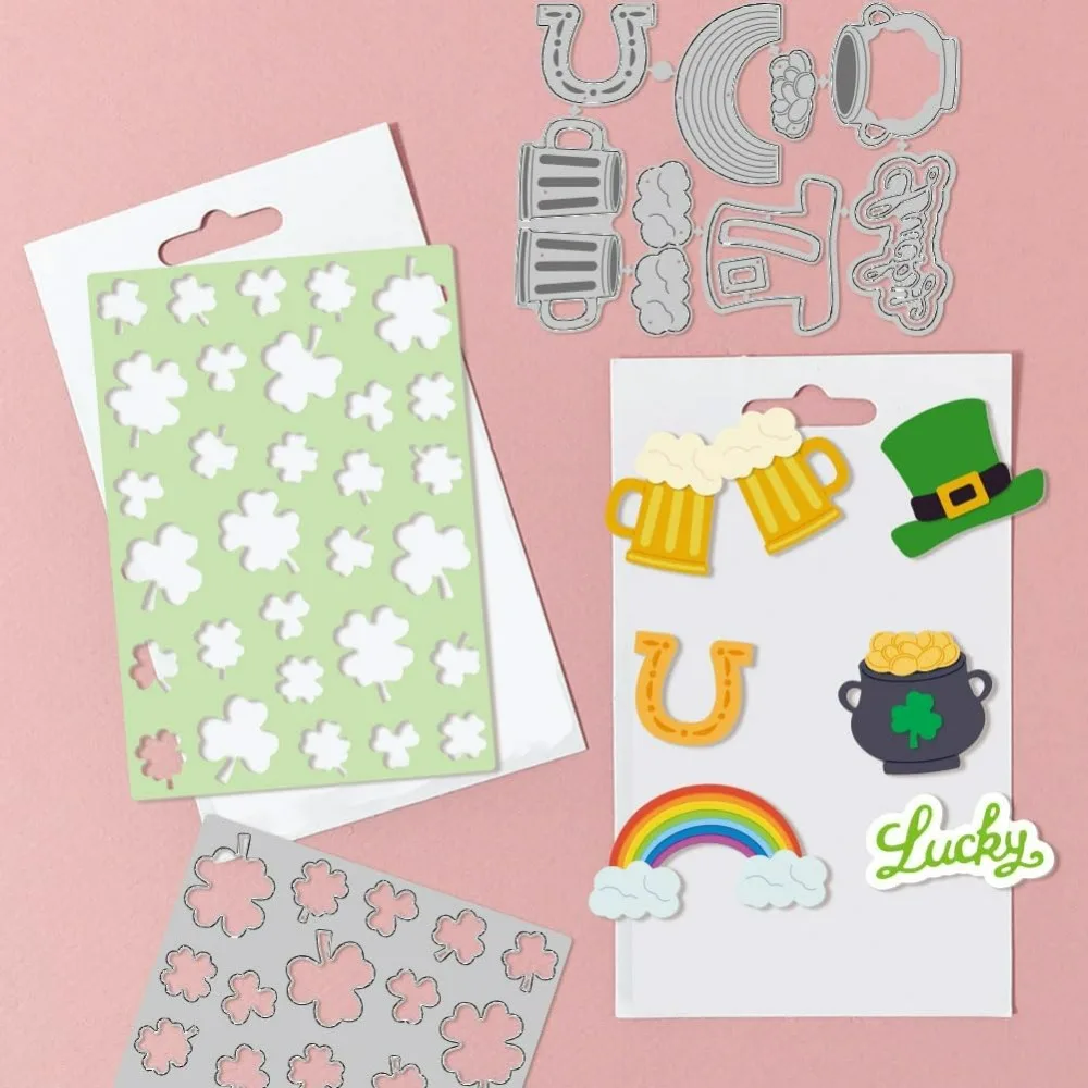 Saint Patrick's Day Clover Background Cutting Dies for Card Making Clover Metal Die Cuts Cutting Dies Template DIY