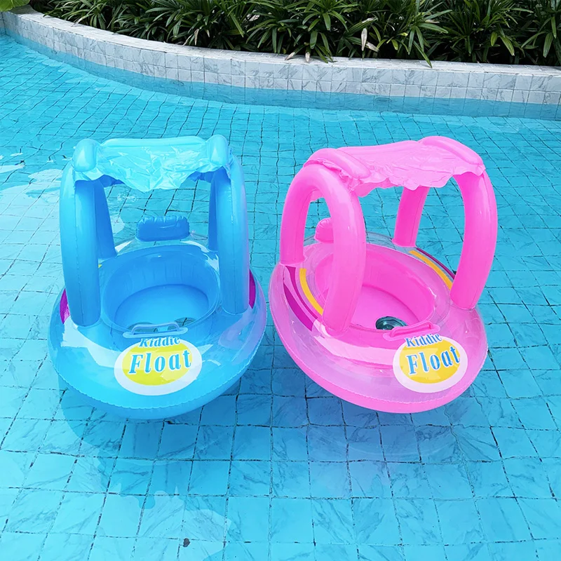1Pc Swim Tube Inflatable Swimming Seat Ring Pool Float With Sunshade Summer Water Beach Party Floats Travel Vacation ﻿ ﻿ ﻿