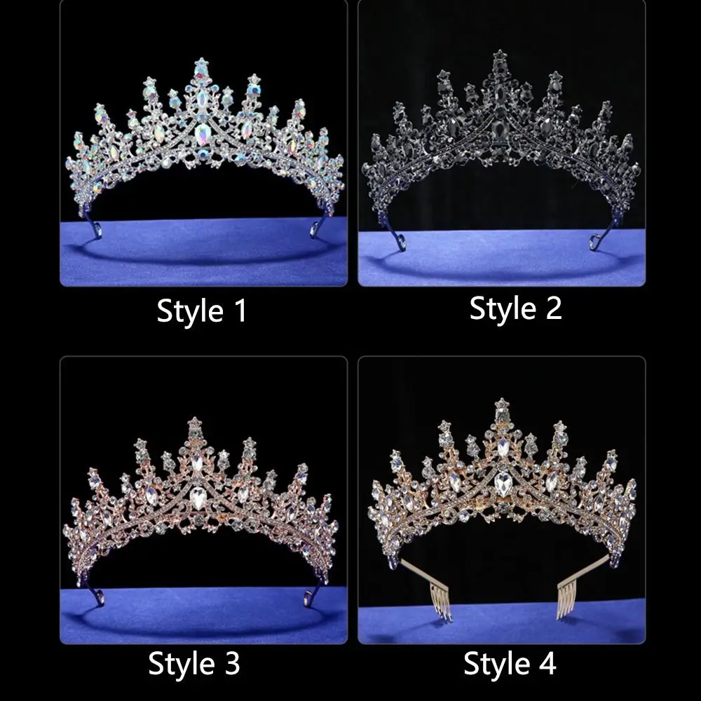 Fashion Rhinestones Crystal Crowns Luxury Baroque Style Bridal Headband Alloy Steady Headpieces Wedding