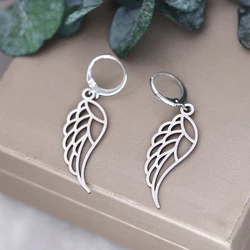 Kinitial Cute Angel Wings Drop Earrings For Women Stainless Steel Jewelry Vintage Simple Earring