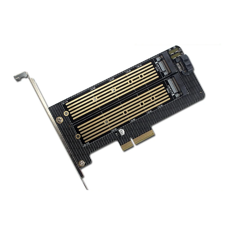 

M.2 Nvme NGFF SSD To PCIE X4 X8 X16 Card Slot SATA Dual Disk Adapter Expansion Card Supports Mkey Bkey Wiring Nvme To Usb