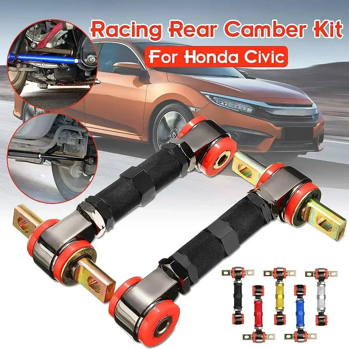 2PCS Adjustable Car Racing Rear & Suspension Rear Camber Control Arms Kit Angle Camber Arm For Acura For Honda ForCivic Body Kit