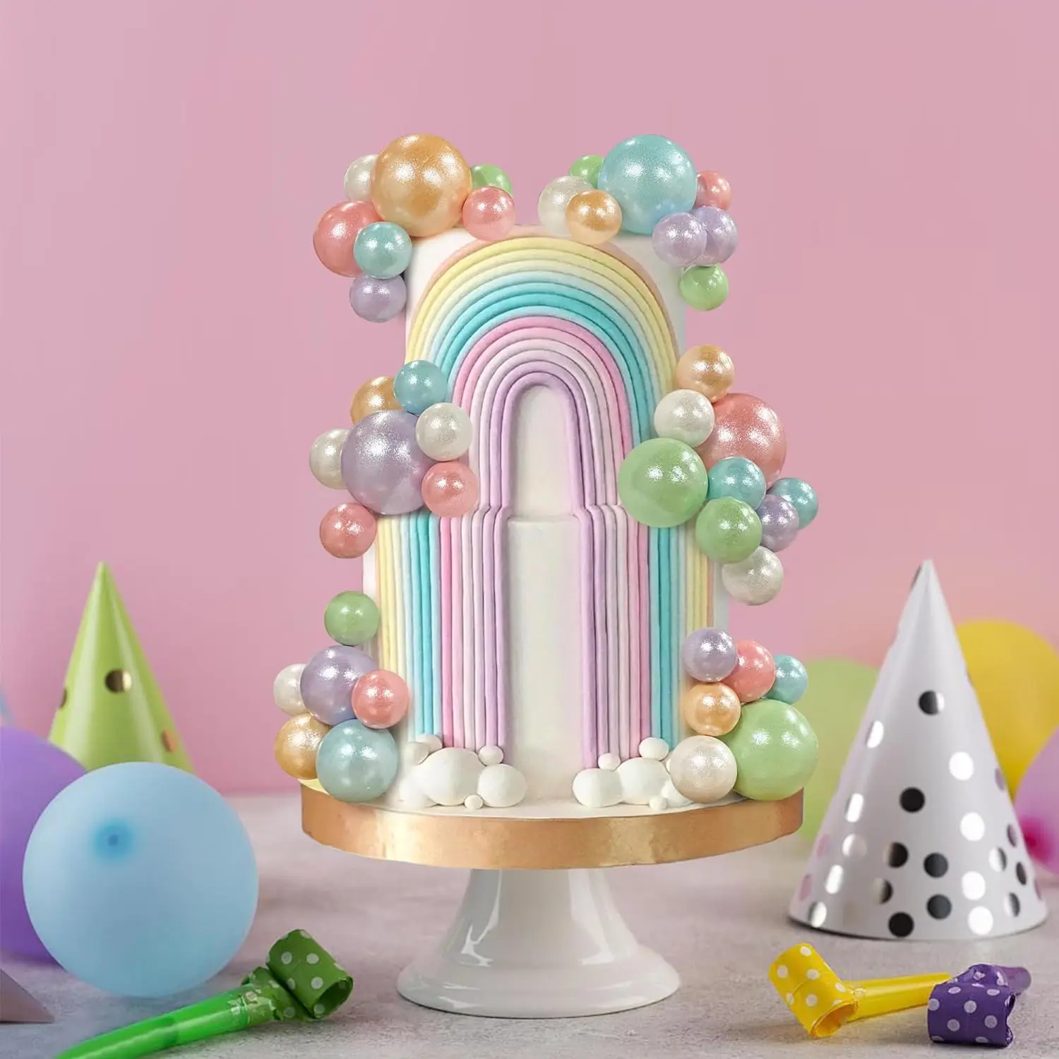 56 Stück Kugel-Kuchen-Picks, bunter kugelförmiger Kuchenaufsatz, Perlenkugeln, Cupcake-Kucheneinsatz-Aufsatz für Hochzeit, Geburtstag, Party – Detail 39