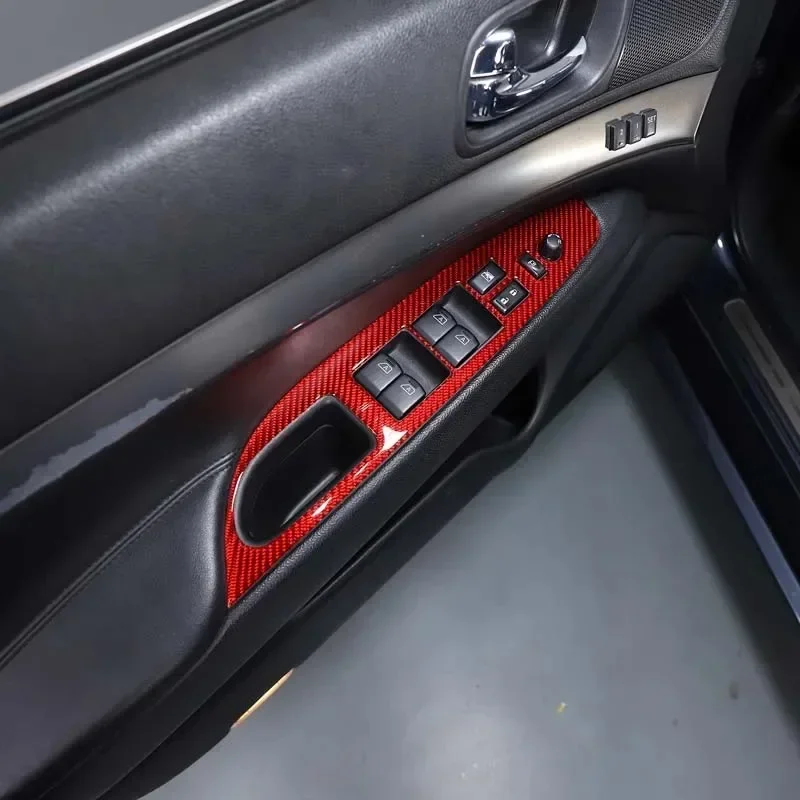 

Для Infiniti G25 G27 G37 2007-2013 мягкое углеродное волокно, замок на окно автомобиля, подъемная панель, рамка, накладка, наклейки, автомобильные аксессуары