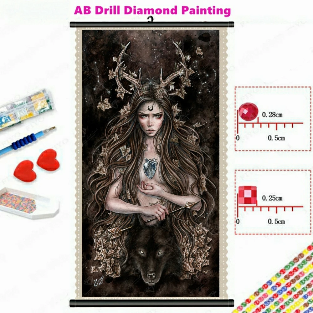 

Artemisa Witch Wolf 5D DIY AB Drills Diamond Painting Gothic Dark Fantasy Vampire Art Cross Stitch Mosaic Embroidery Home Decor