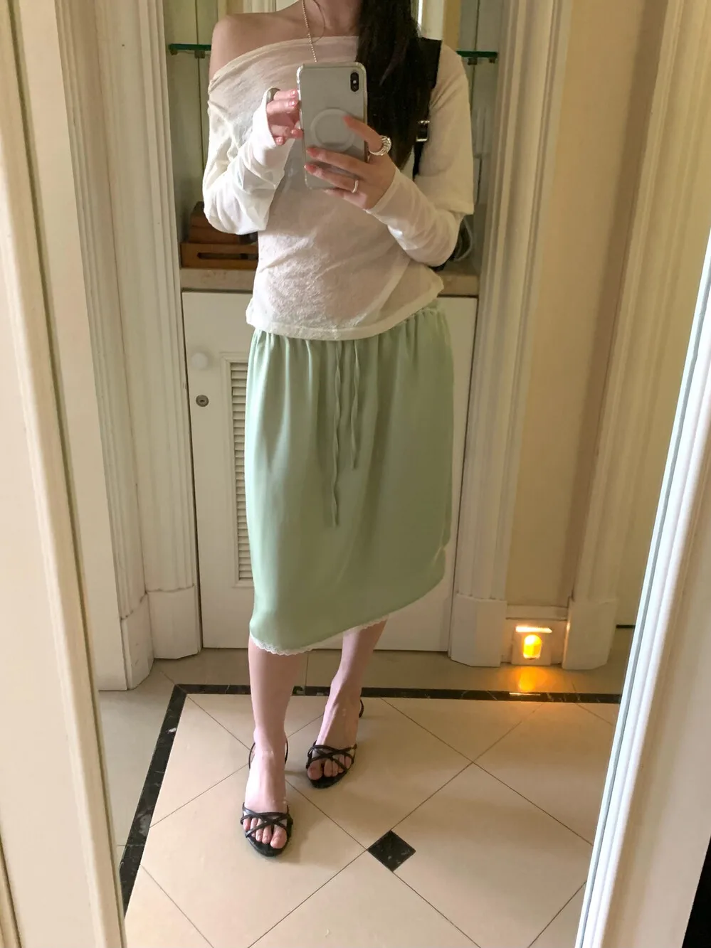 

Юбка А-силуэта Lilian с высокой талией и кружевной вставкой из шелкового атласа, драпированный фасон, женская летняя модная юбка