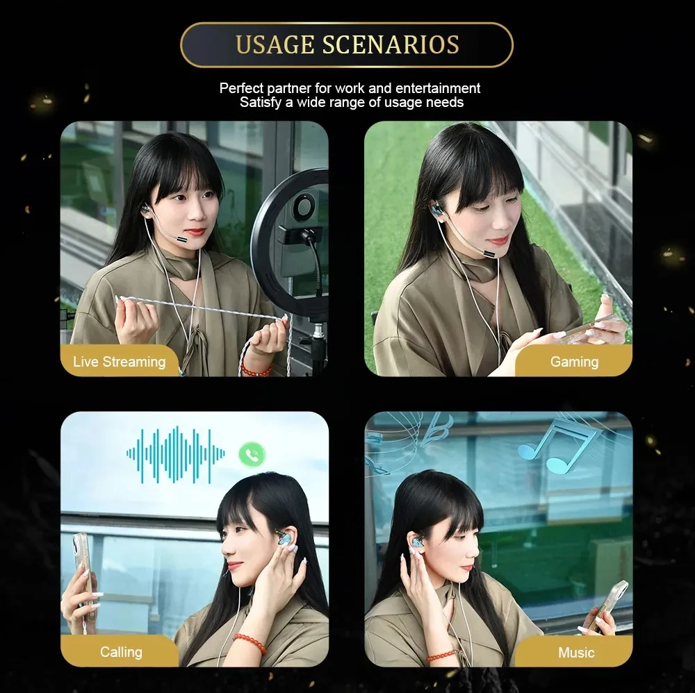 Kinera Gramr Pro 이어폰 케이블 3.5mm+4.4mm 플러그 0.78 2핀/MMCX 케이블(게임용 탈착식 붐 마이크 포함) 게임용 이스포츠 헤드셋