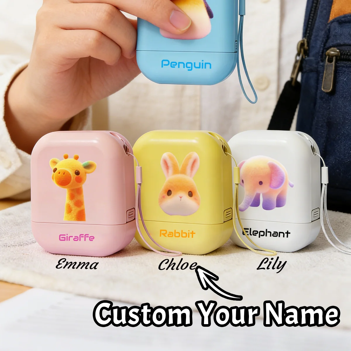 Benutzerdefinierter Signaturstempel, personalisierte Namensstempel mit Cartoon-Muster, individueller Namensstempel für Kleidung, wasserfest, Geburtstagsgeschenke