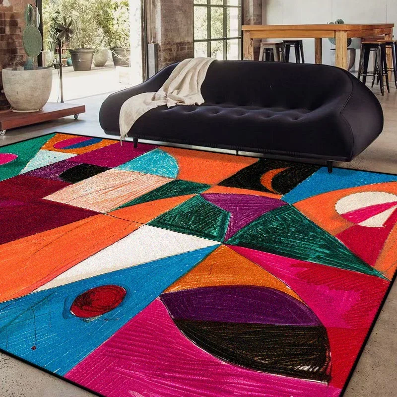 سجادة تجريدية هندسية حديثة سجادة غير قابلة للانزلاق لغرفة المعيشة أريكة جانبية لغرفة النوم قابلة للغسل وسهلة التنظيف لديكور المنزل سجادة أرضية
