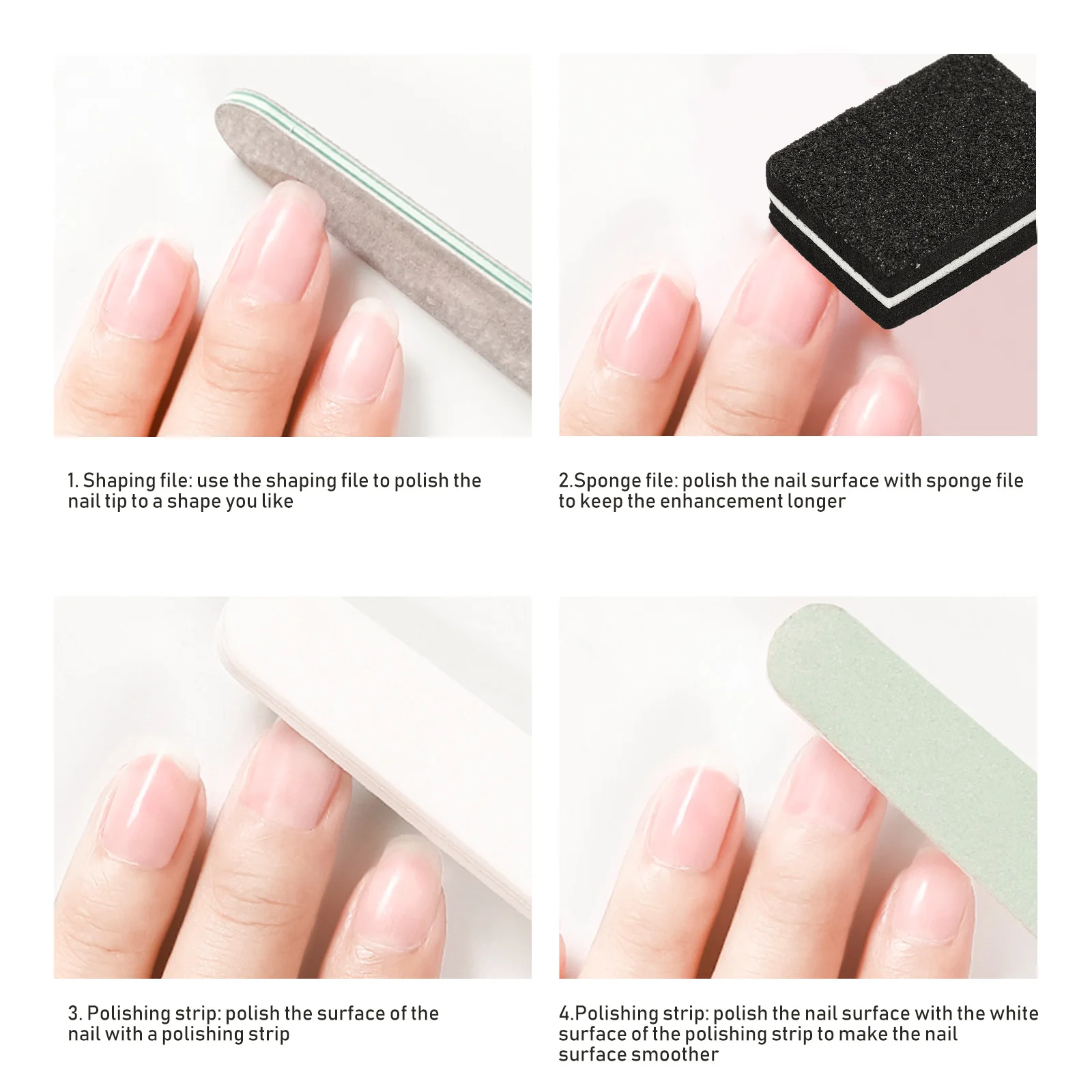 

50Pcs Nail File Sponge Block 4-Side Sanding Buffer for Acrylic False Nails Prep Manicure Art Nail Finishing Tool