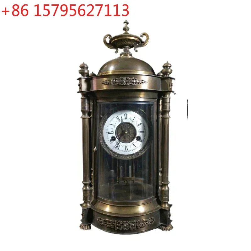 

European Western four-column pavilion old-fashioned retro winding mechanical clock, home creative living room pendulum clock